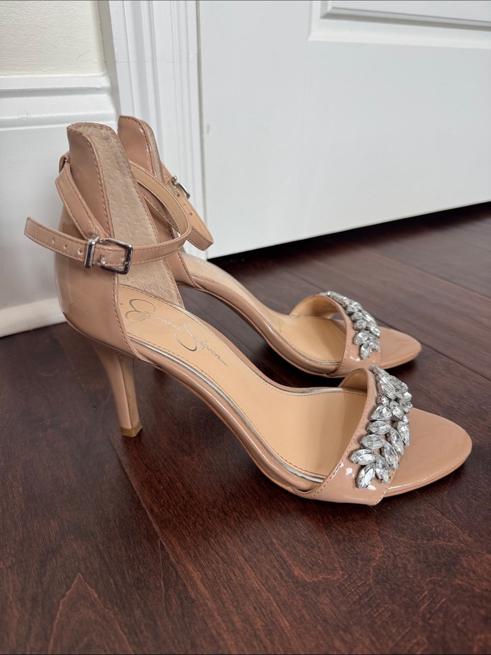 Jessica Simpson Nude Patent Formal Heels Fancy Shoes Wedding Party JP-Maclin